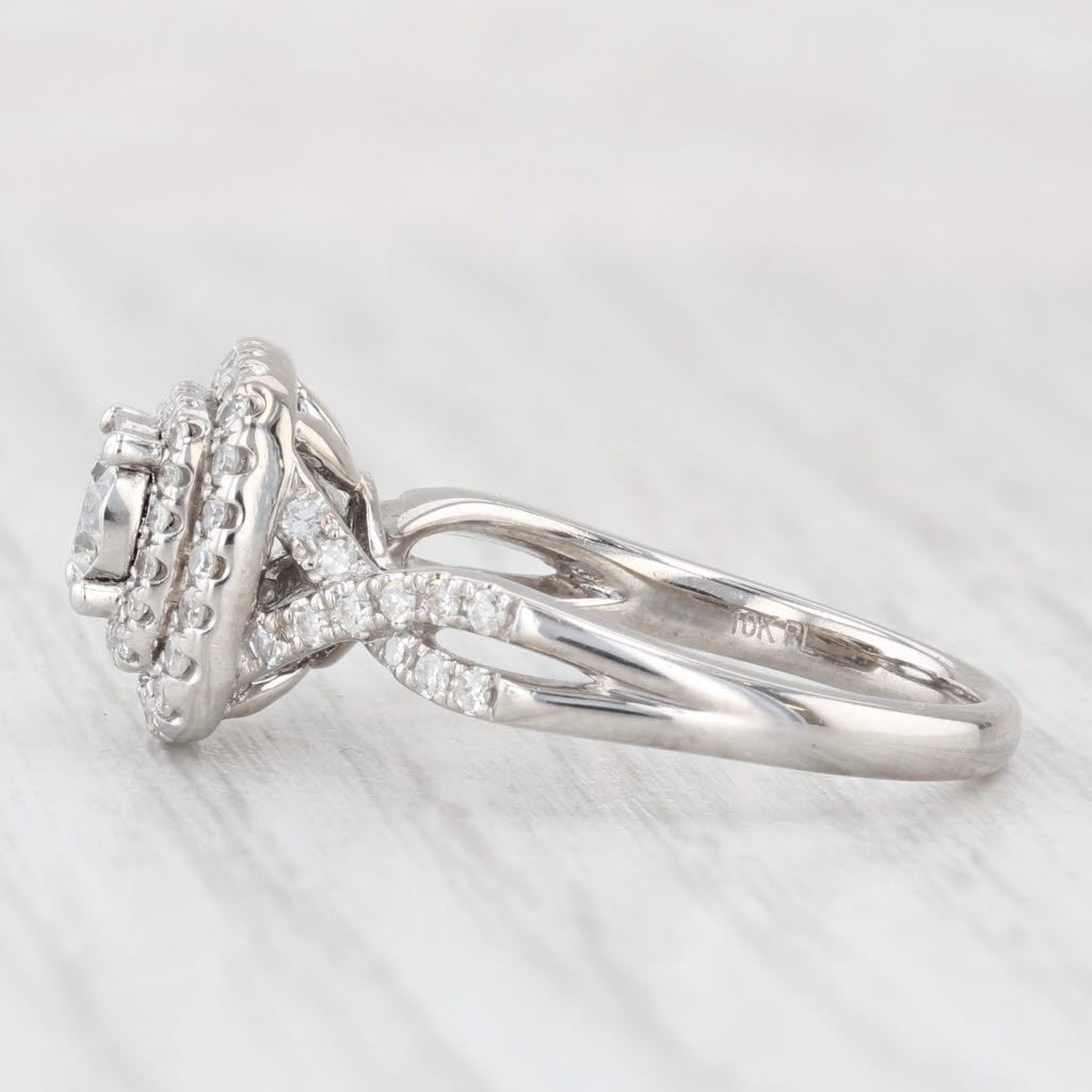 Light Gray 0.60ctw Round Diamond Halo Engagement Ring 10k White Gold Size 7