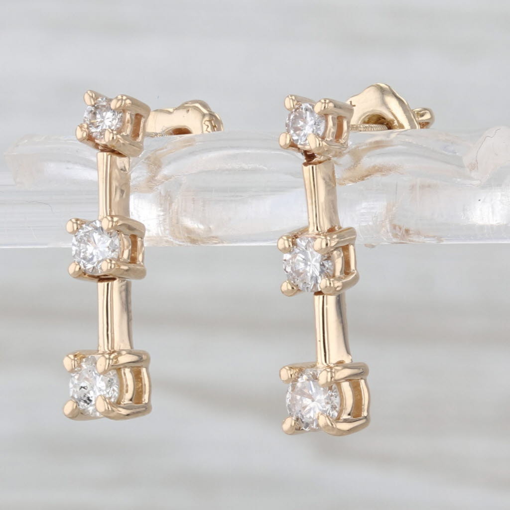 0.40ctw Round Diamond Journey Earrings 14k Yellow Gold Pierced Drops