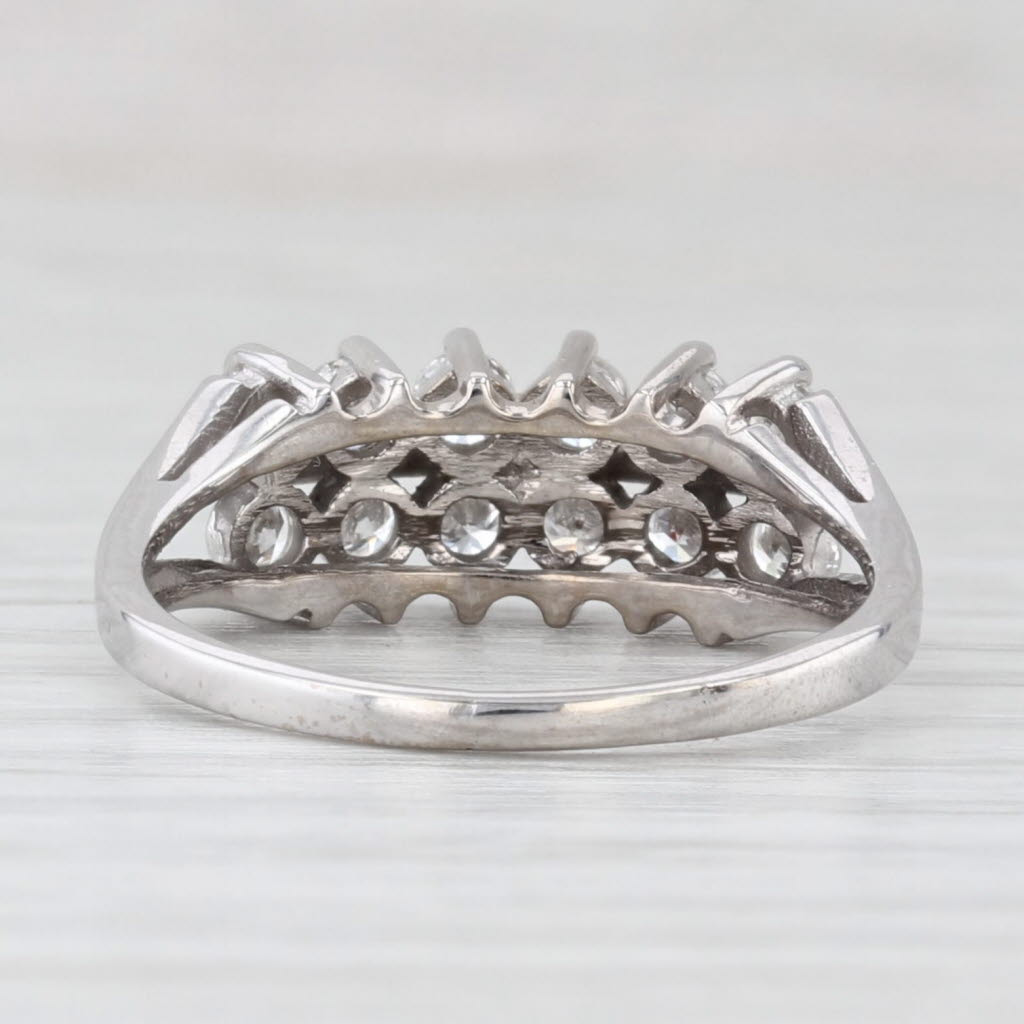 Light Gray 0.75ctw Diamond 2-Row Ring 14k White Gold Size 8 Wedding Anniversary