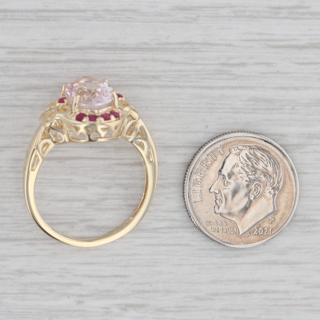 Gray 2.30ctw Pink Kunzite Red Ruby Ring 14k Yellow Gold Size 7.25