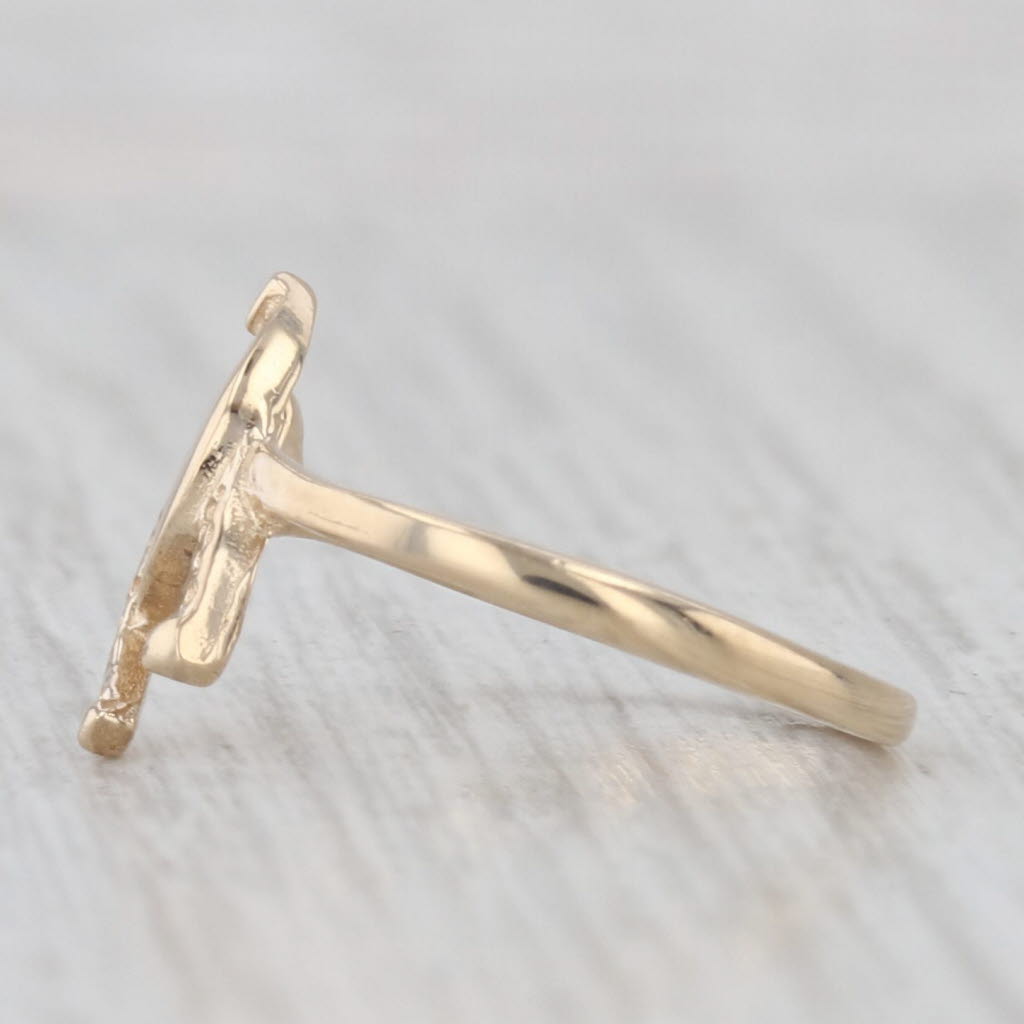 Interlocking Horseshoes Ring 14k Yellow Gold Small Size 2 Good Luck Western