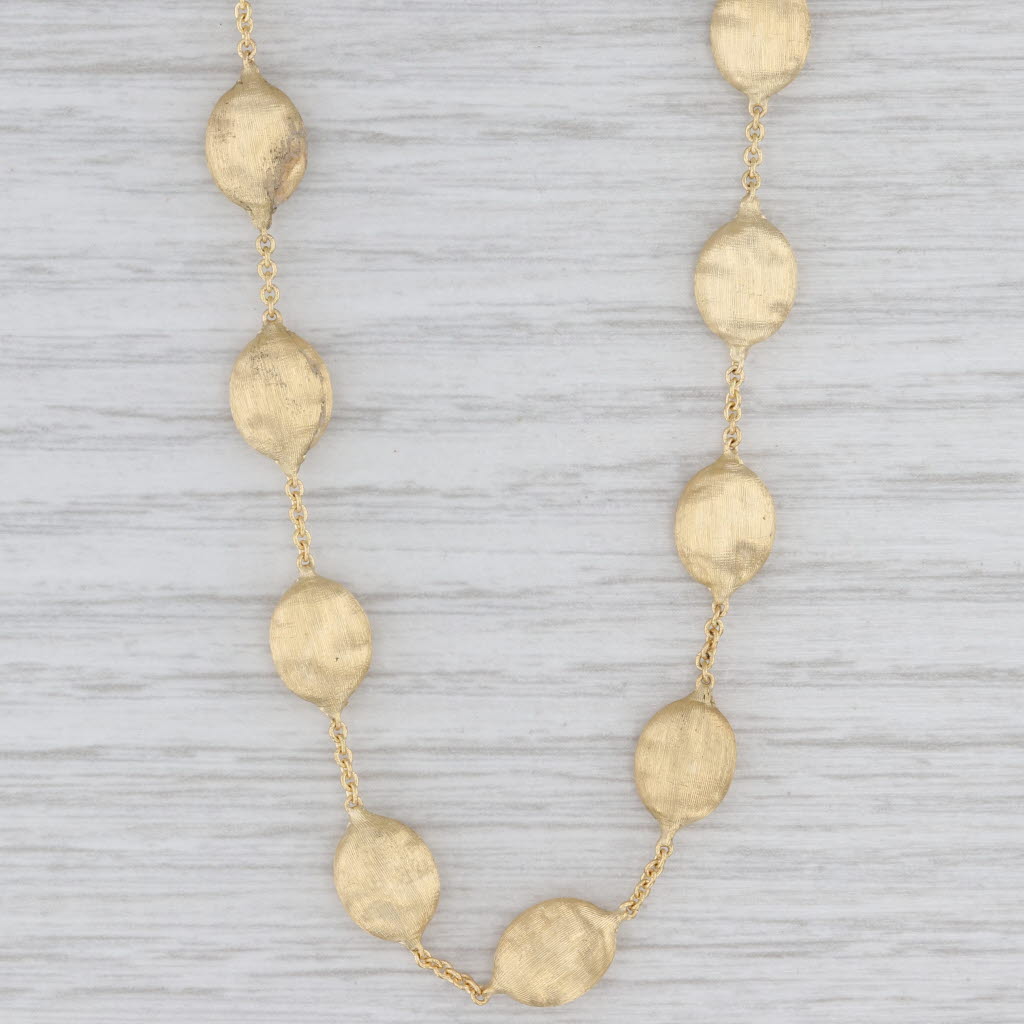 Light Gray Marco Bicego Siviglia Brushed Oval Station Cable Chain Necklace 18k Yellow Gold