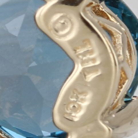 3.50ct London Blue Topaz Diamond Pendant 10k Yellow Gold Cushion Solitaire