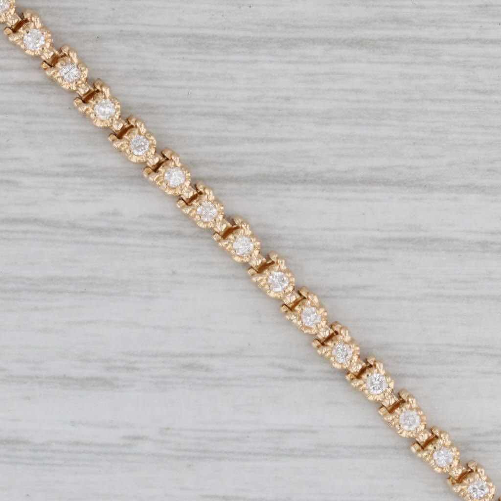 Gray 0.90ctw Diamond Tennis Bracelet 14k Yellow Gold 6.5" 3.2mm