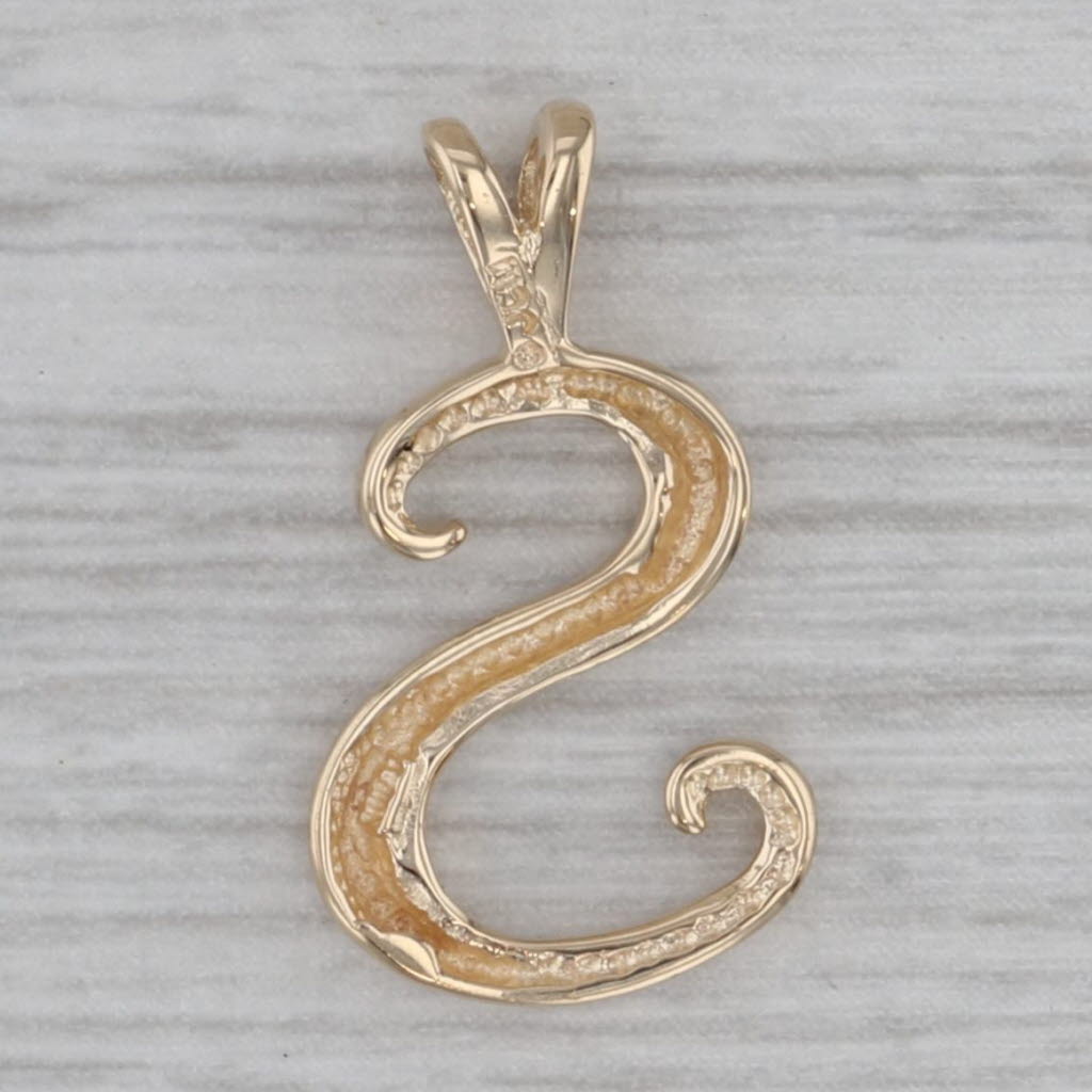 Gray Letter Initial "S" Pendant 14k Yellow Gold Small Drop