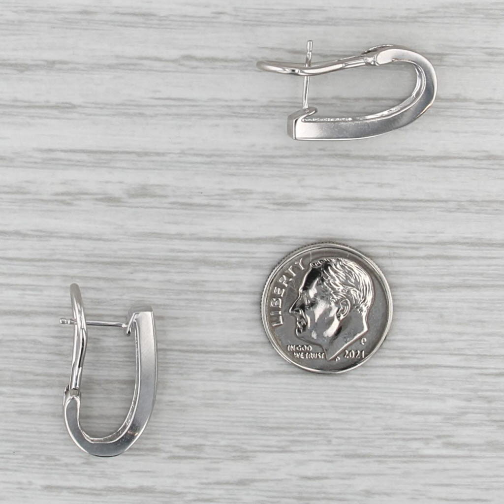 1.04ctw Diamond Drop Earrings 14k White Gold J-Hook Drops Omega Backs