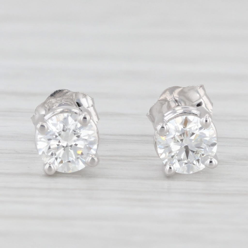 Light Gray New 0.58ctw Diamond Stud Earrings 14k White Gold Round Solitaire Studs