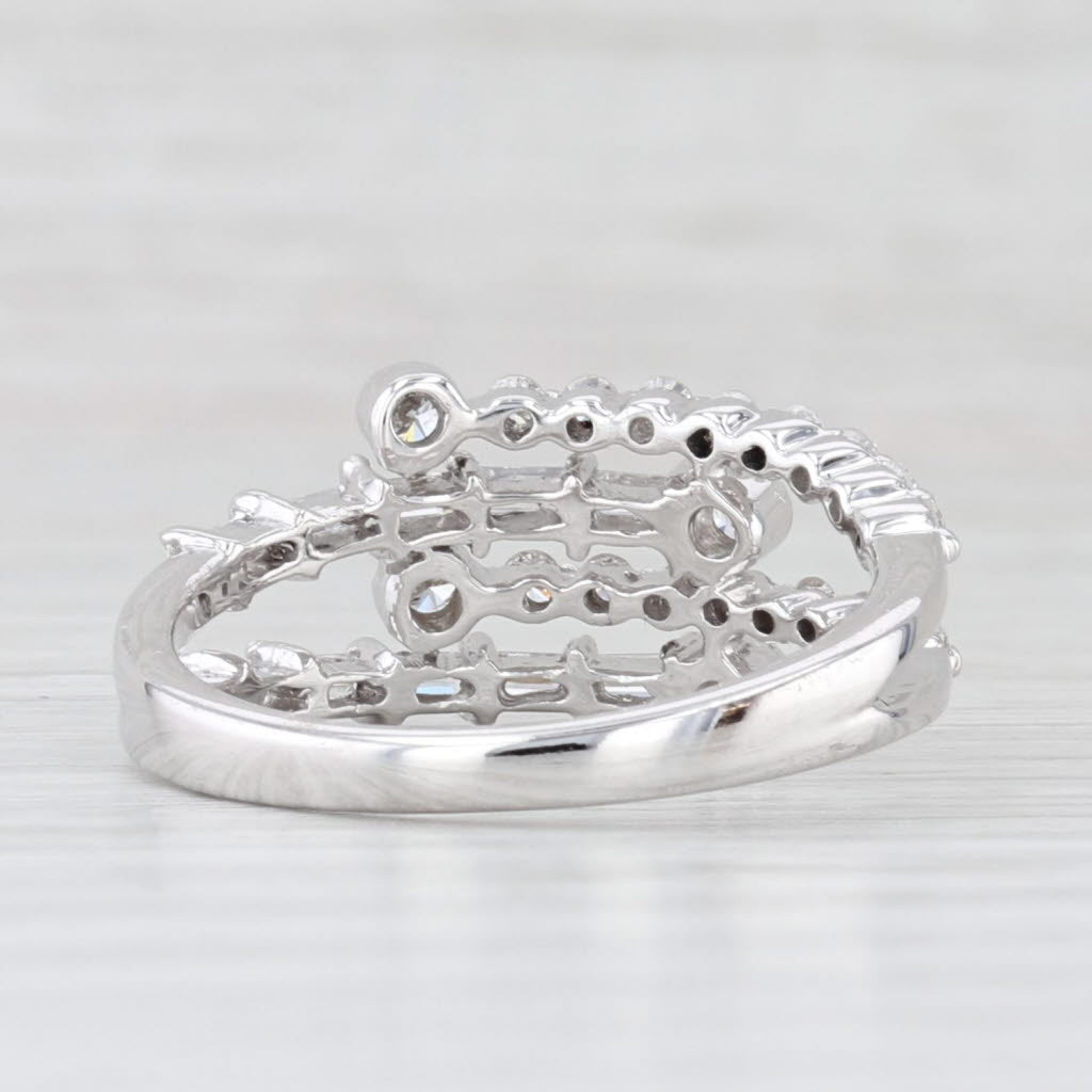 Light Gray 0.77ctw Diamond Bypass Ring 18k White Gold Size 6.5 Multiband Deisgn