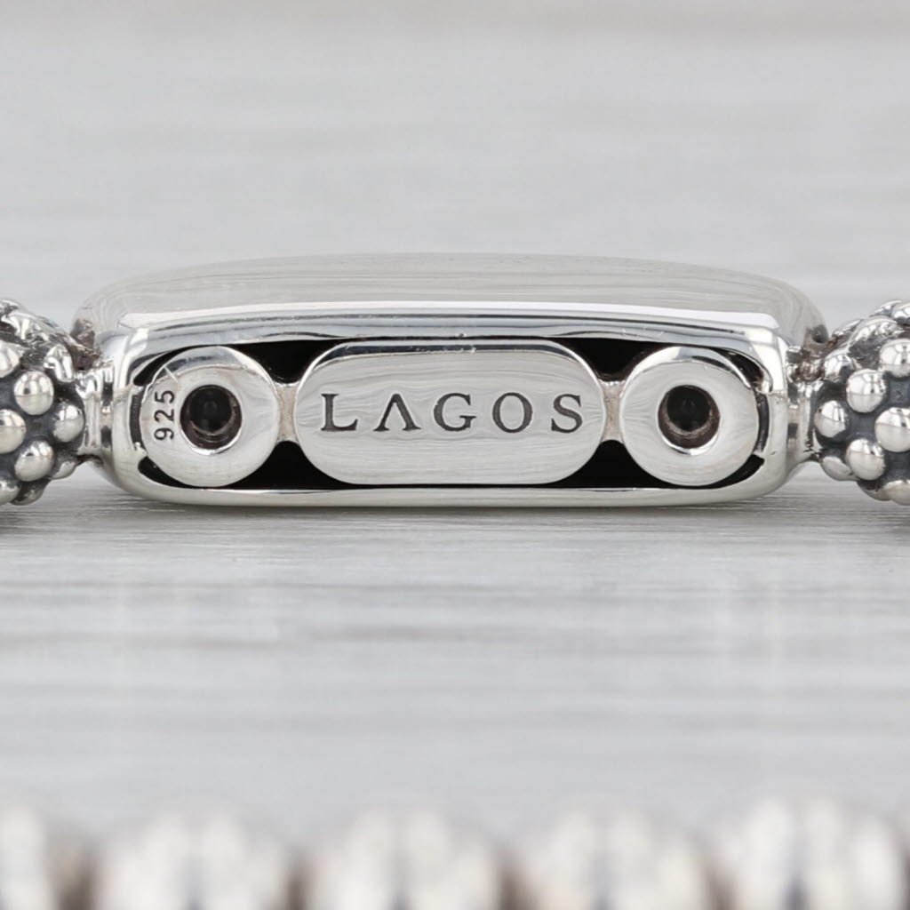 Lagos Caviar Stetel Love Stretchy Bead Bracelet Sterling Silver 7"