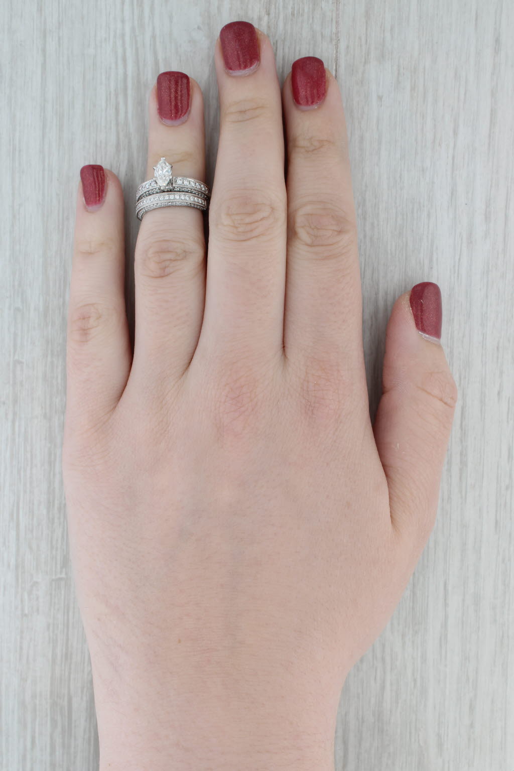 Gray Shane & Co Marquise Diamond Engagement Ring Wedding Band Bridal Set Platinum EGL