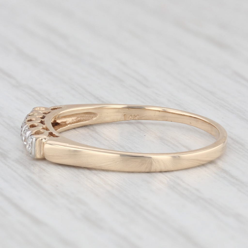 Light Gray Vintage 0.10ctw Diamond Wedding Band 14k Yellow Gold size 7 Stackable Ring