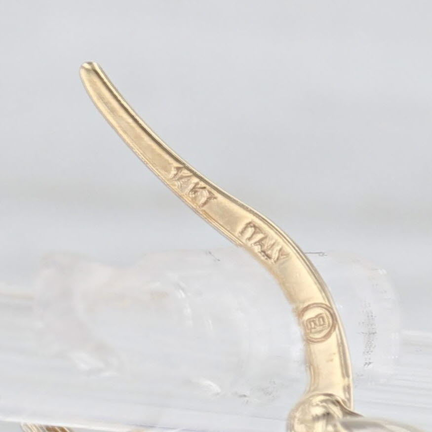 Light Gray Beveled Oval Hoop Earrings 14k Yellow Gold Snap Top Hoops