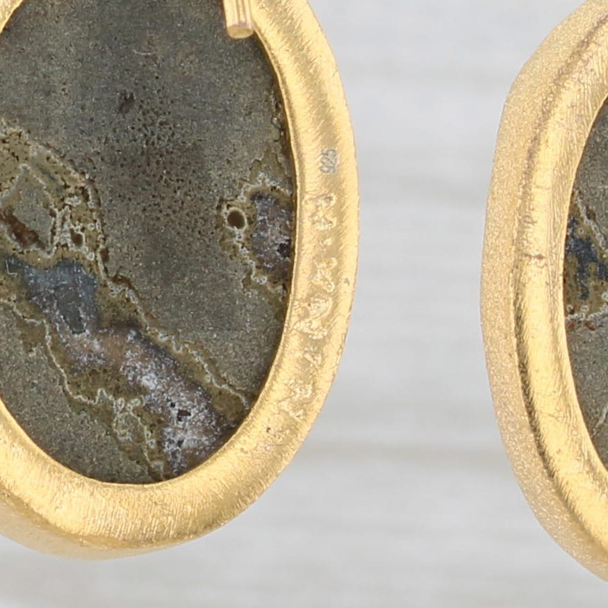 New Nina Wynn Black Druzy Quartz Dangle Earrings Sterling Silver Gold Plated