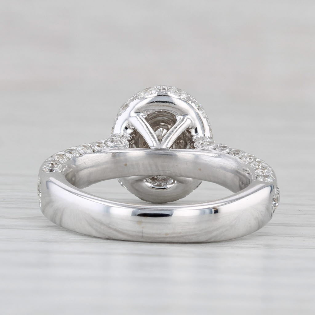 Light Gray 1.50ctw Oval Diamond Halo Engagement Ring 14k White Gold Size 4.5