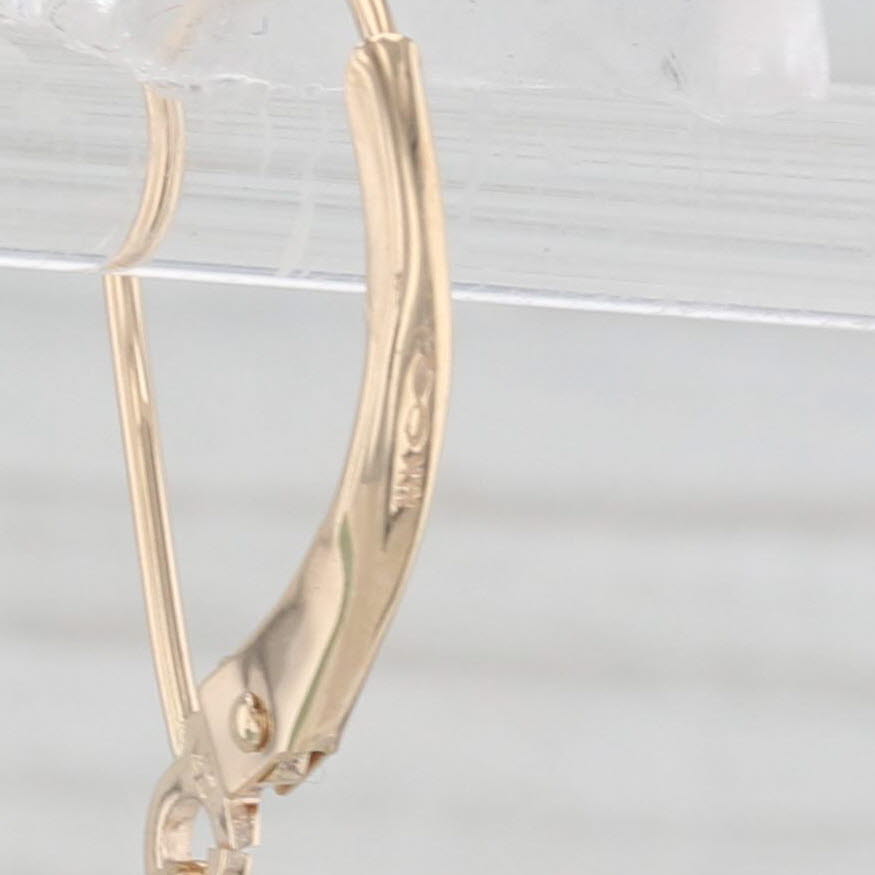 Light Gray Green Serpentine Bead Dangle Earrings 14k Yellow Gold Lever Backs