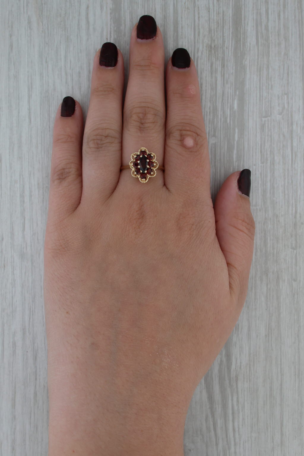 1.62ctw Garnet Flower Cluster Ring 14k Yellow Gold Size 9.25