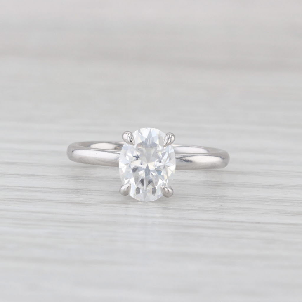 1.57ctw Moissanite Oval Solitaire Engagement Ring 14k White Gold Size 4