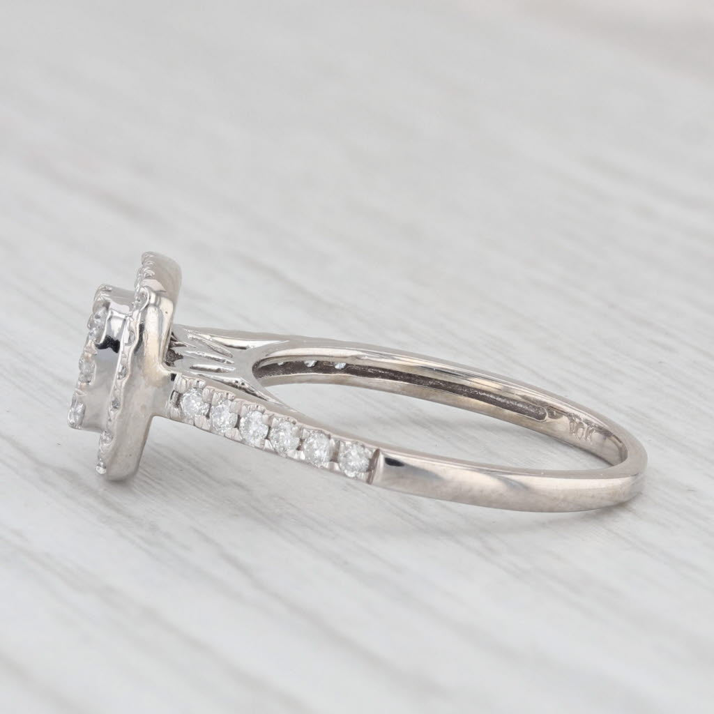 Light Gray 0.50ctw Diamond Cluster Halo Engagement Ring 10k White Gold Size 5.5