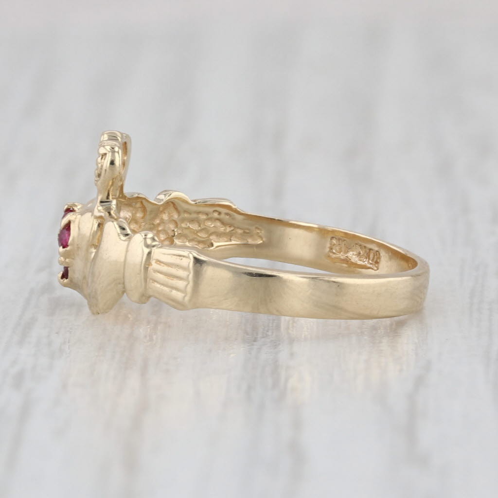 Ruby Claddagh Ring 10k Yellow Gold Size 6 Irish