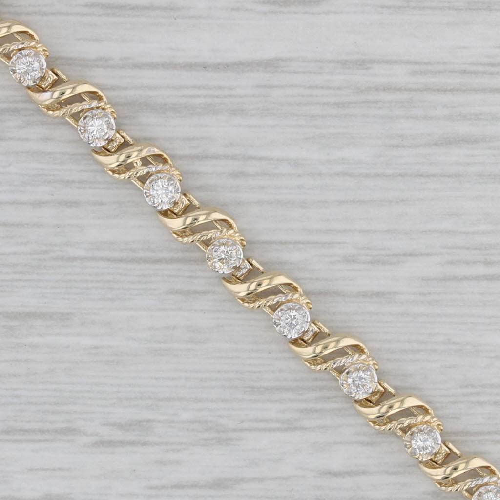 Gray 0.50ctw Diamond Tennis Bracelet 14k Yellow Gold 7.25" 4.3mm