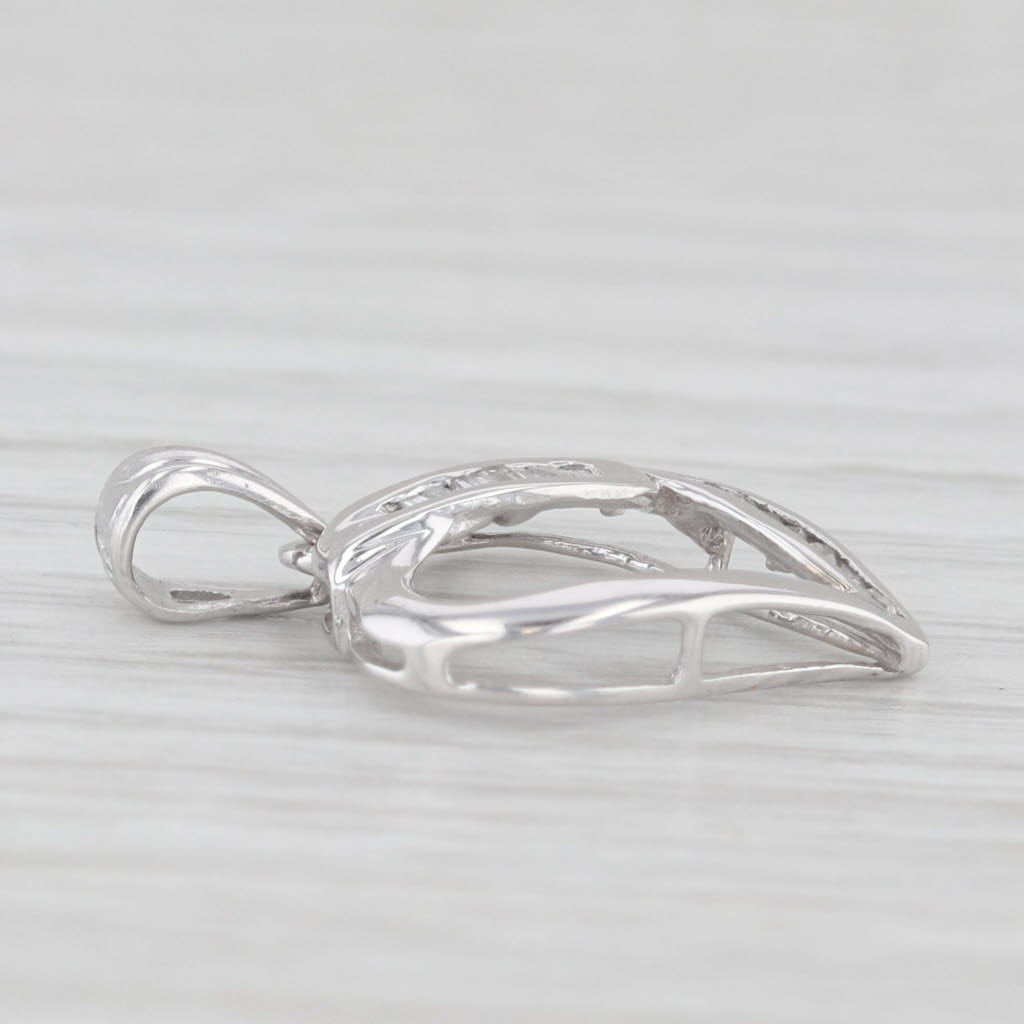Light Gray Diamond Open Heart Pendant 10k White Gold Small Drop