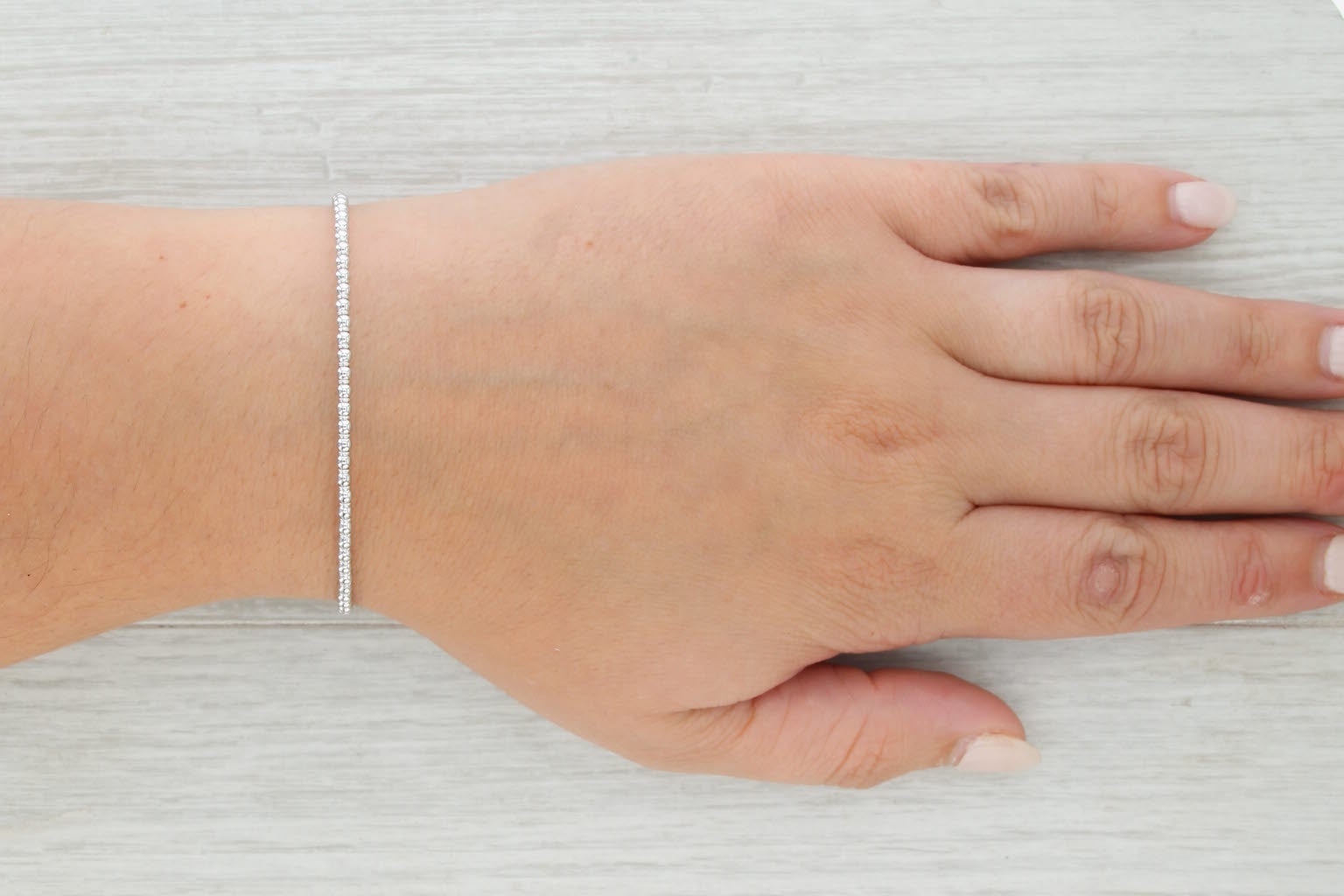 New Bead Flexible Bangle Bracelet 14k White Gold 6.5" 2.2mm