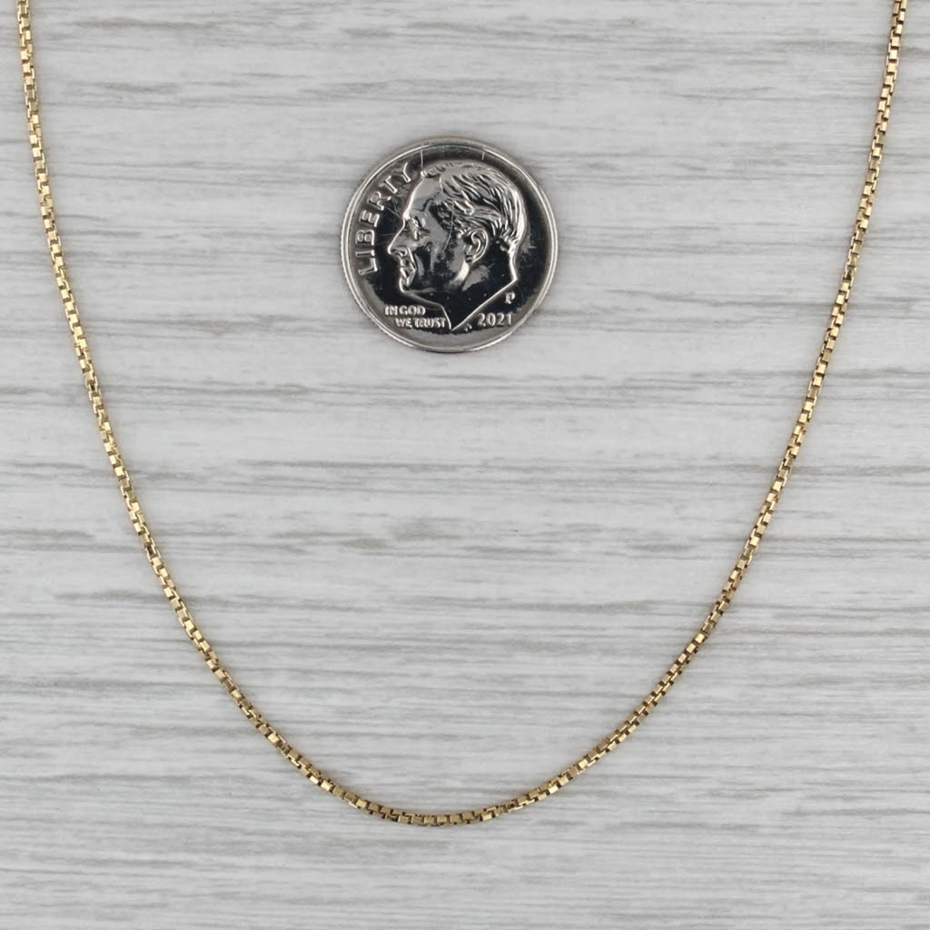 Box Chain Necklace 14k Yellow Gold 16" 1mm