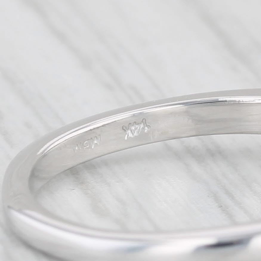 Light Gray 0.20ctw Diamond Contoured Wedding Band Guard Ring 14k White Gold Size 6 Ring