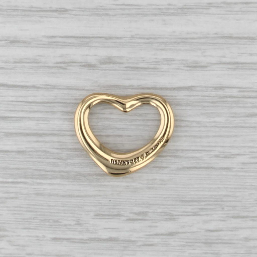 Tiffany & Co Elsa Peretti Open Heart Pendant 18k Yellow Gold Box Pouch