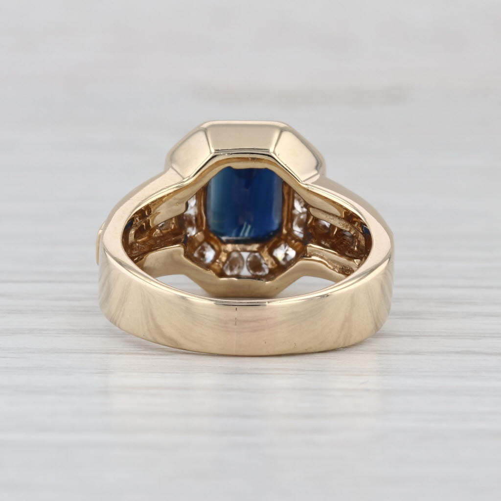 4.26ctw Emerald Cut Blue Sapphire Diamond Ring 14k Yellow Gold Size 8