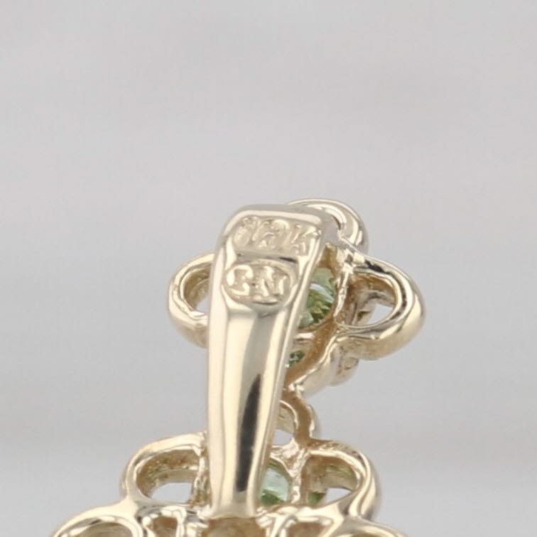 0.27ctw Mint Garnet Floral Cross Pendant 10k Yellow Gold
