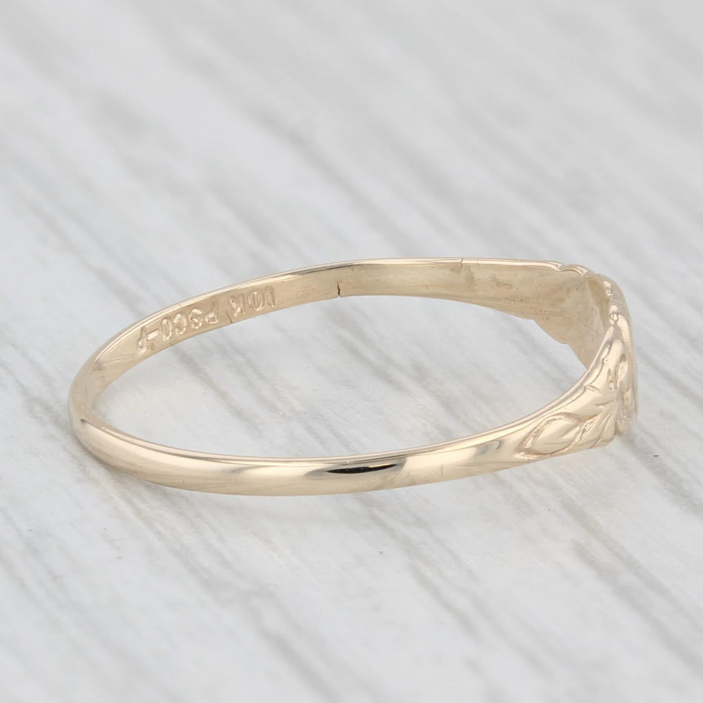 Light Gray Vintage Diamond Accented Heart Ring 10k Yellow Gold Size 6.5 Band