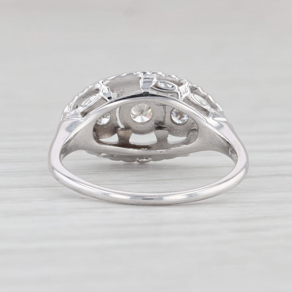 Light Gray 0.20ctw Diamond 3-Stone Vintage Princess Ring 14k White Gold Size 6.5