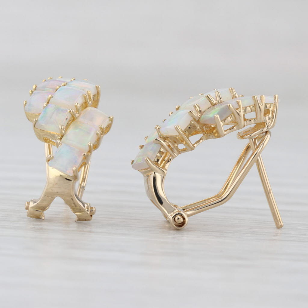Opal Drop Earrings 14k Yellow Gold Pierced Omega Backs