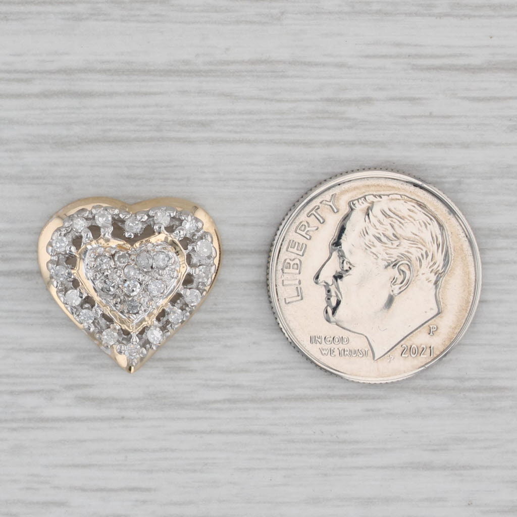 Gray 0.23ctw Diamond Heart Pendant 10k Yellow Gold