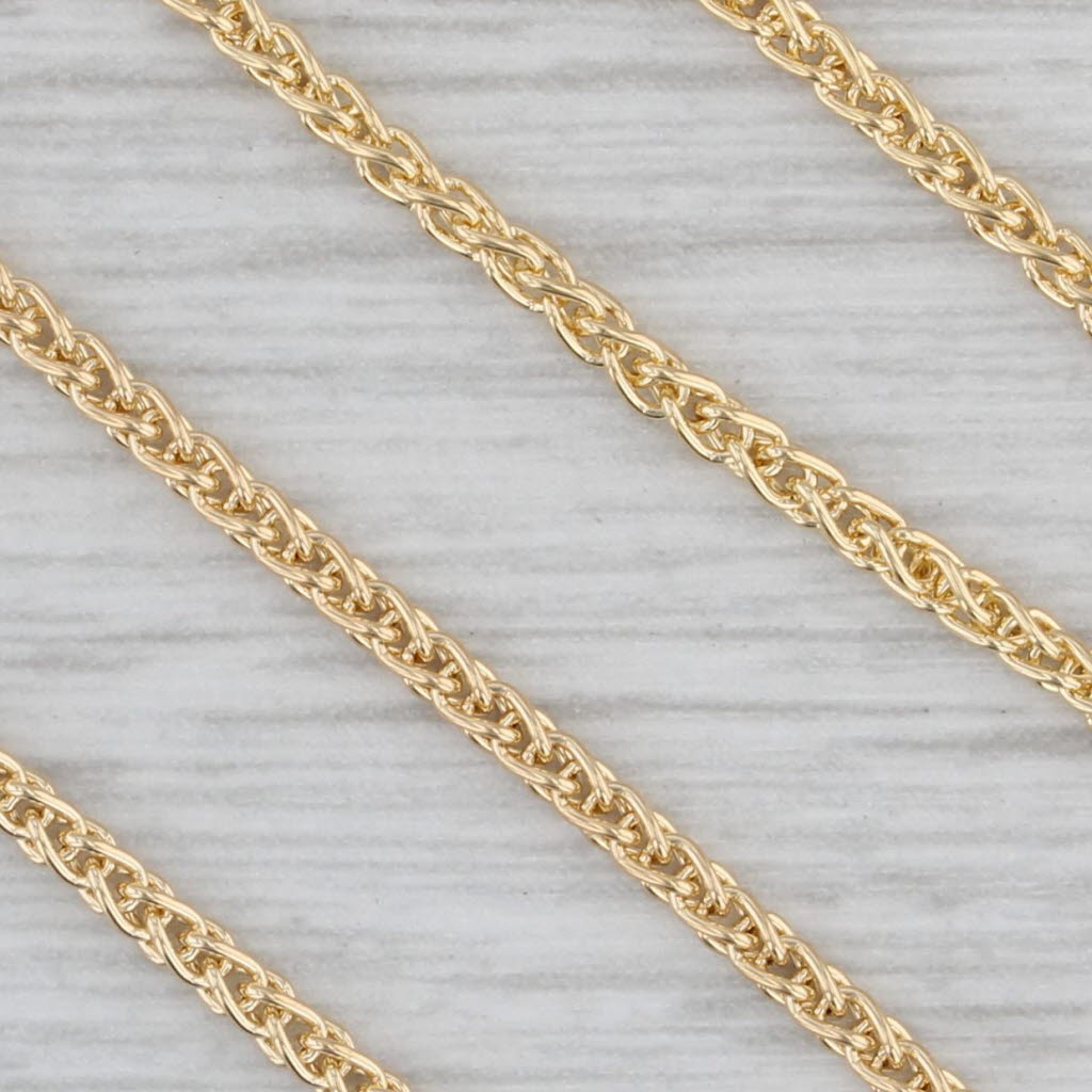 Gray New Round Wheat Chain Necklace 14k Yellow Gold 16" 1.5mm