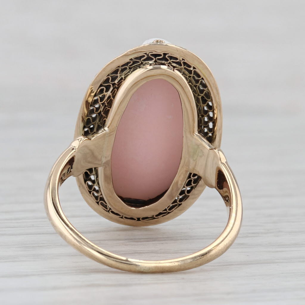 Gray Vintage Carved Shell Cameo Ring 10k Yellow Gold Size 5.75 Figural Bust