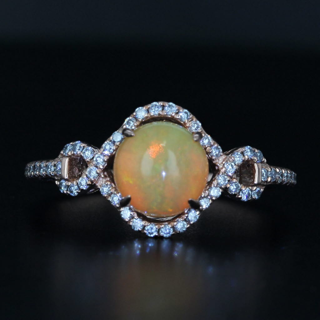 Black Le Vian Yellow Opal Diamond Ring 14k Rose Gold Size 7