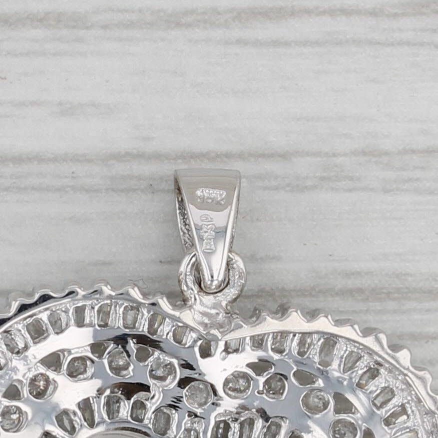 Gray 1.27ctw Diamond Open Heart Pendant 10k White Gold