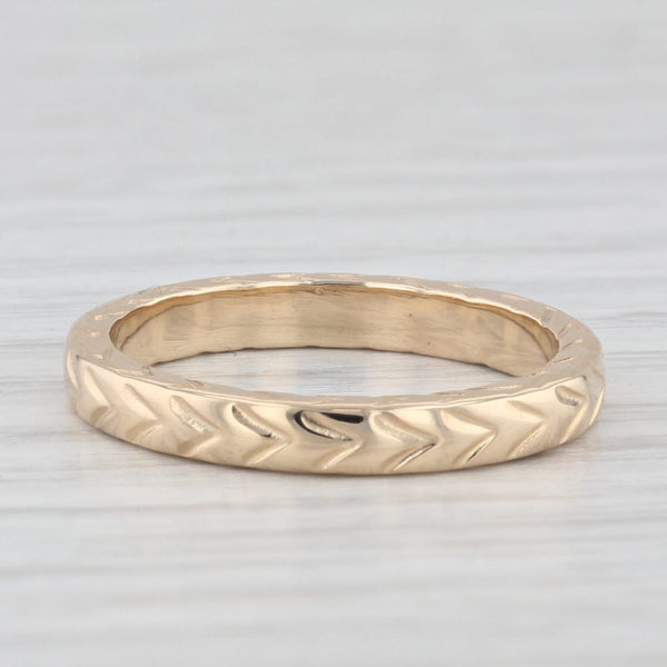 Wheat Etched Ring 14k Yellow Gold Wedding Band Stackable Size 6