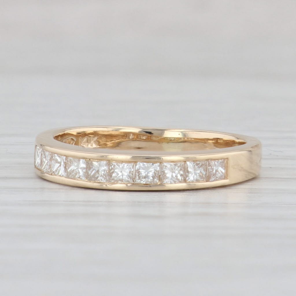 Light Gray 0.60ctw Princess Diamond Ring 14k Yellow Gold Size 5.75 Wedding Band