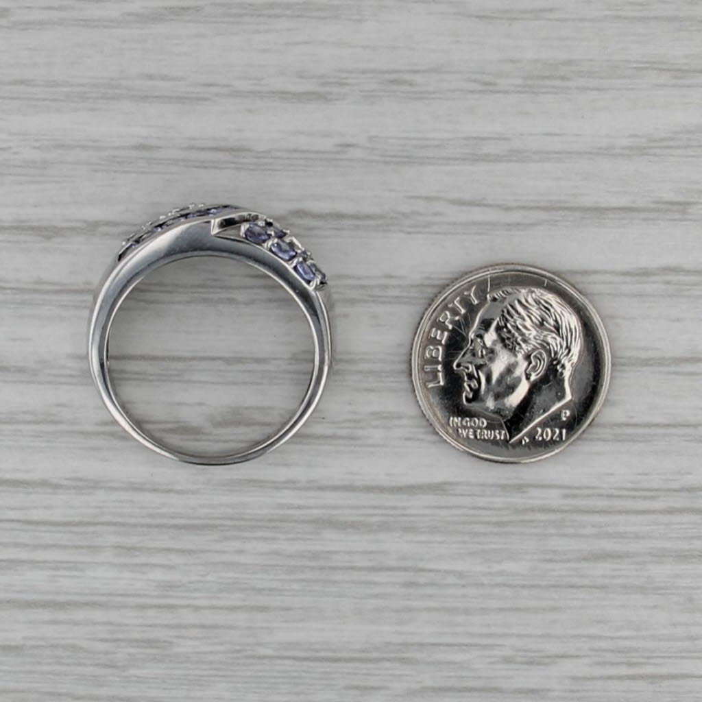 1.30ctw Tanzanite Cluster Ring 10k White Gold Size 8