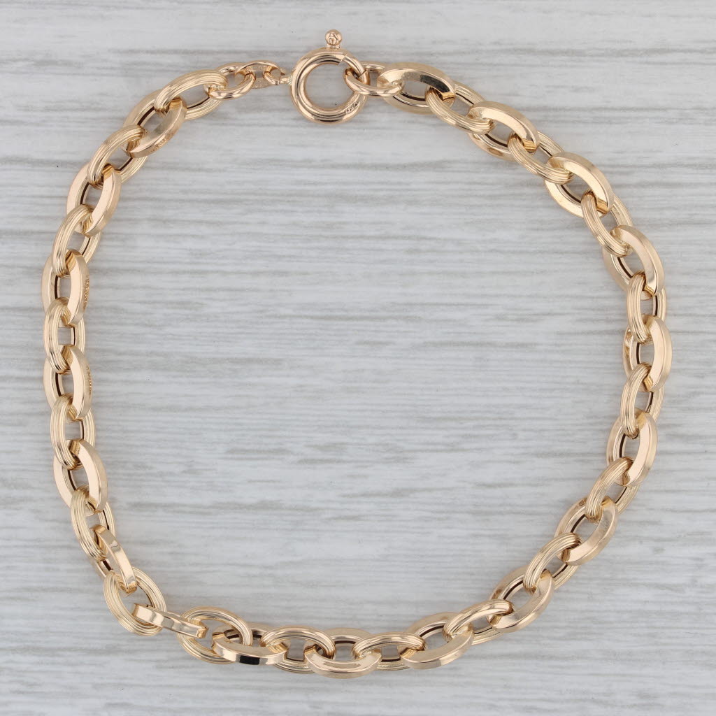 Gray 7.25" Cable Chain Bracelet 18k Yellow Gold 5.8mm Starter Charm