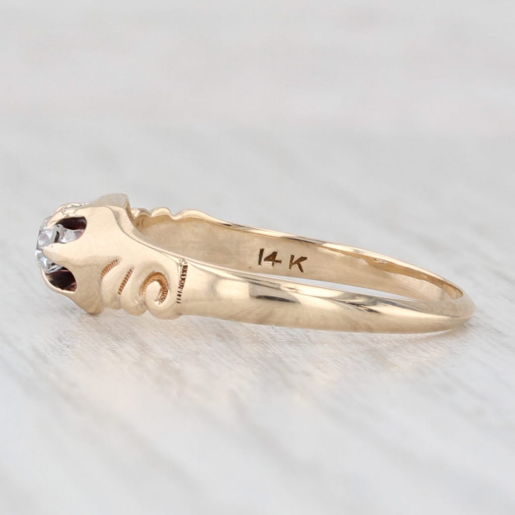 Light Gray Antique 0.15ct Diamond Solitaire Engagement Ring 14k Yellow Gold Size 7