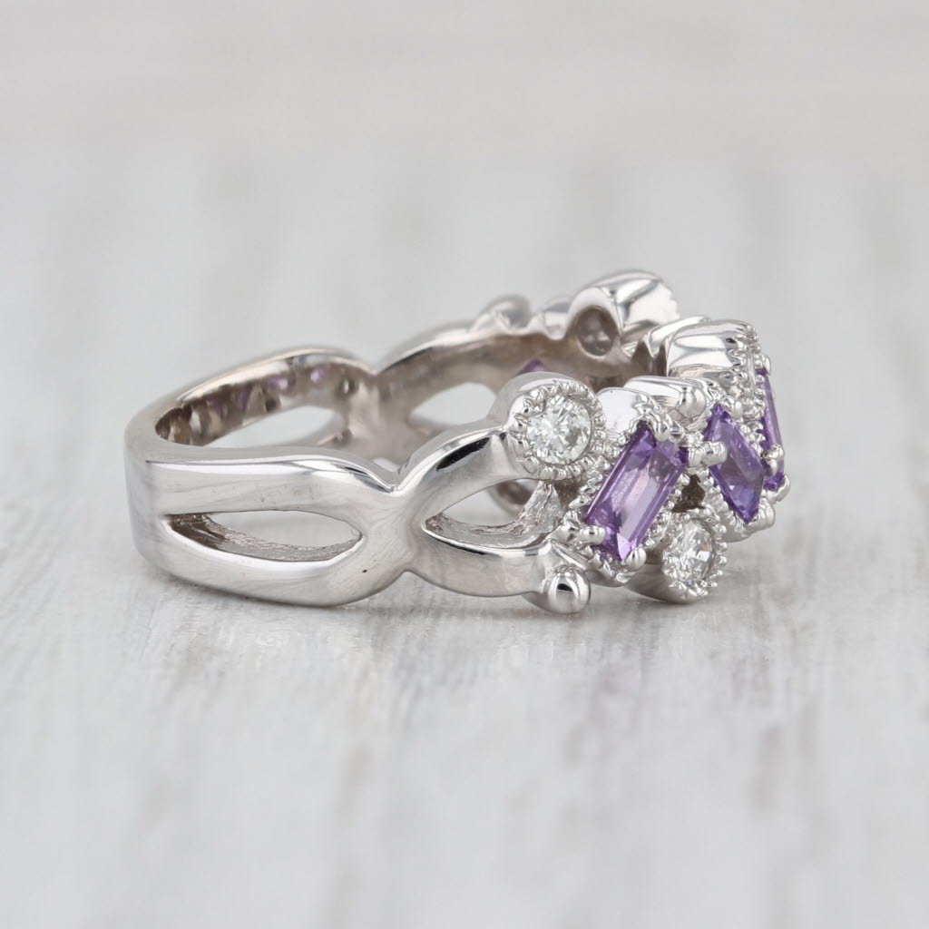 1ctw Pink Sapphire Diamond Ring 14k White Gold Wedding Anniversary Band Size 6