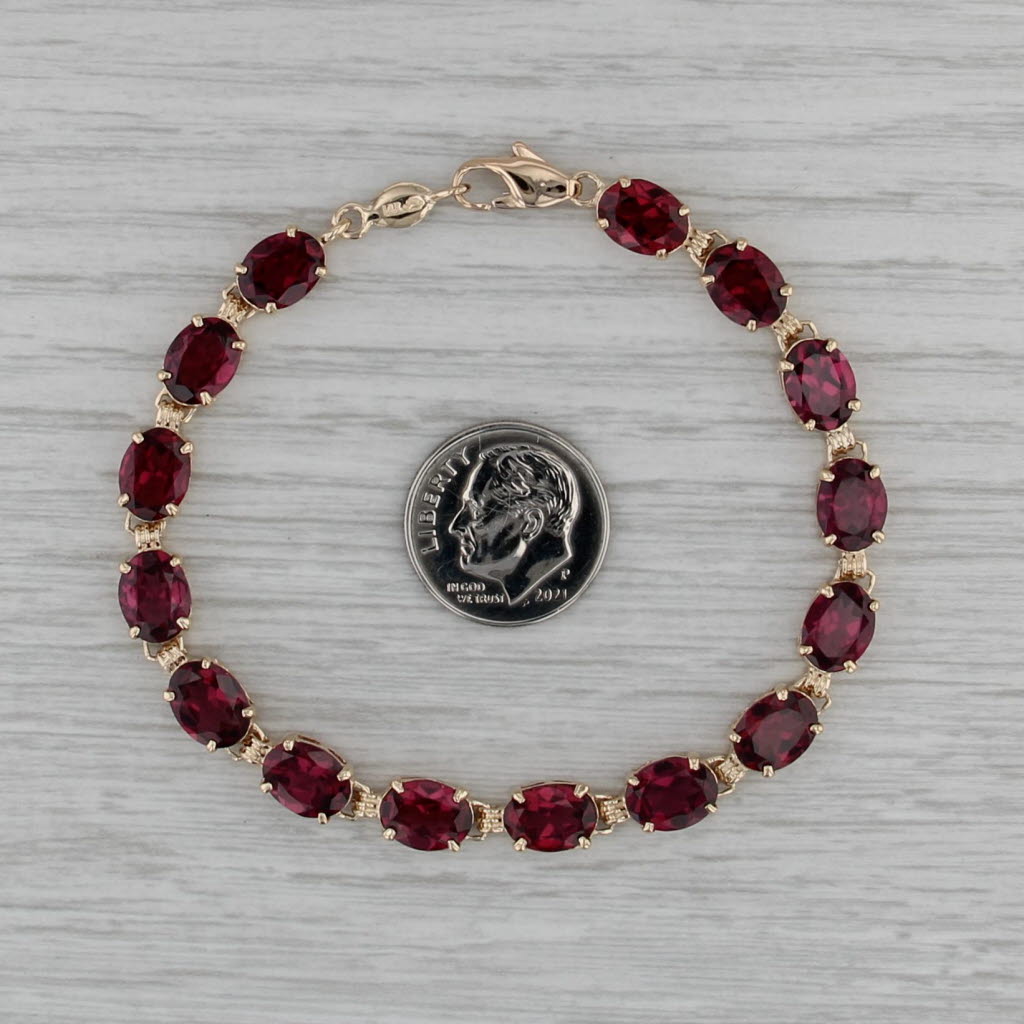 22.50ctw Rhodolite Garnet Tennis Bracelet 14k Yellow Gold 7" 6.2mm