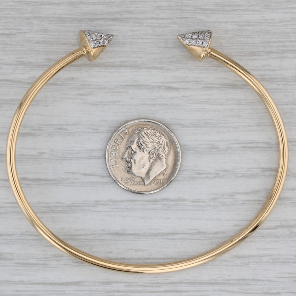 Gray 0.32ctw Diamond Tipped Cuff Bracelet 18k Yellow Gold 6.75"