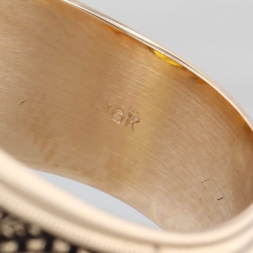 Rosy Brown Georgia Tech Class Ring Lab Created Yellow Sapphire 10k Gold Size 11 Vintage
