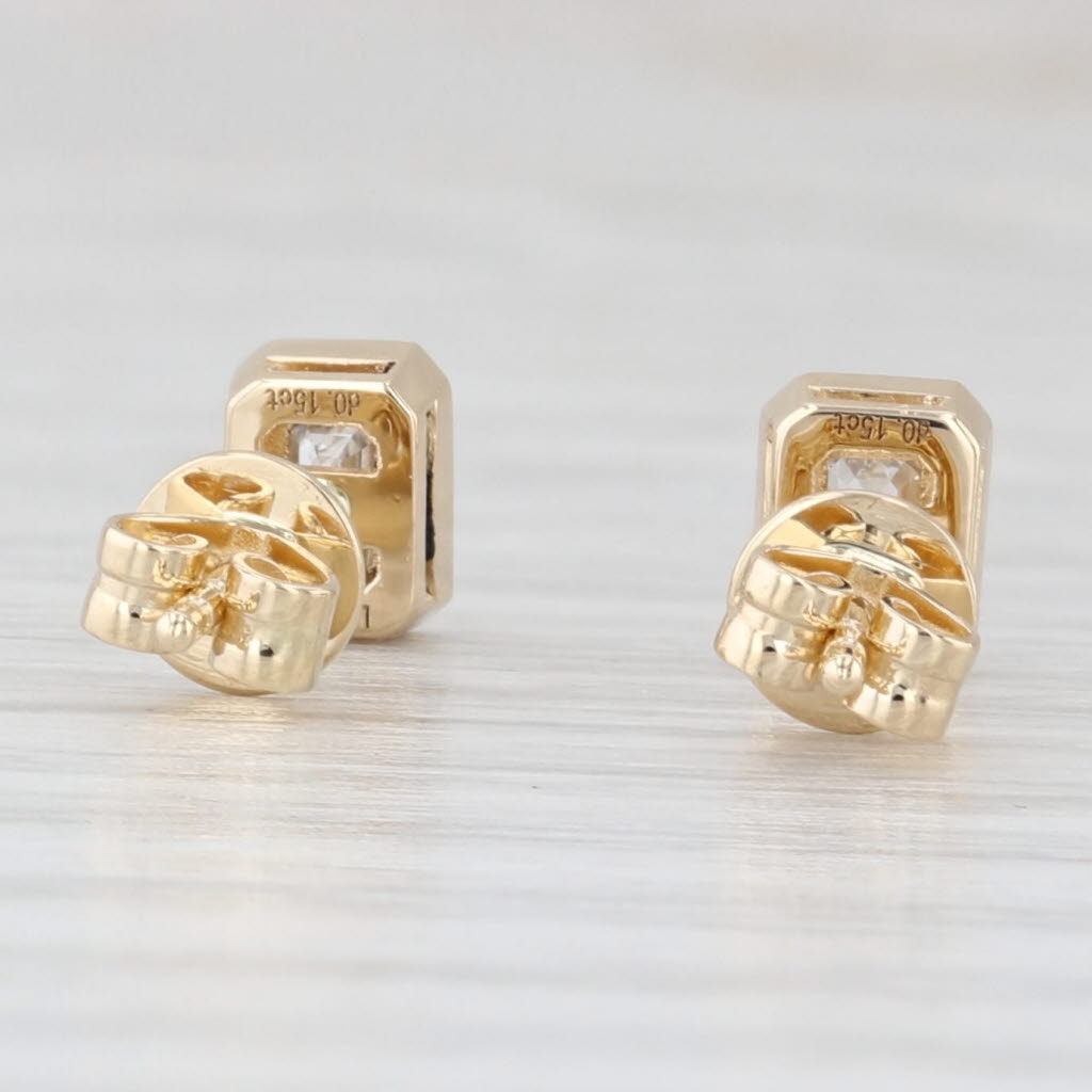 Light Gray New 0.30ctw Lab Grown Diamond Stud Earrings 14k Gold Emerald Cut Solitaires