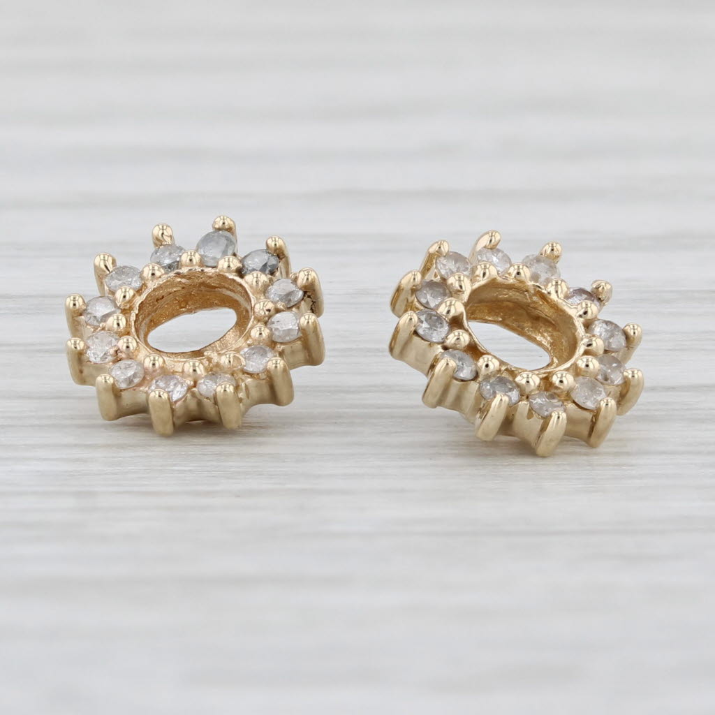 Light Gray 0.20ctw Diamond Earring Jackets Enhancers 10k Yellow Gold for Stud Earrings